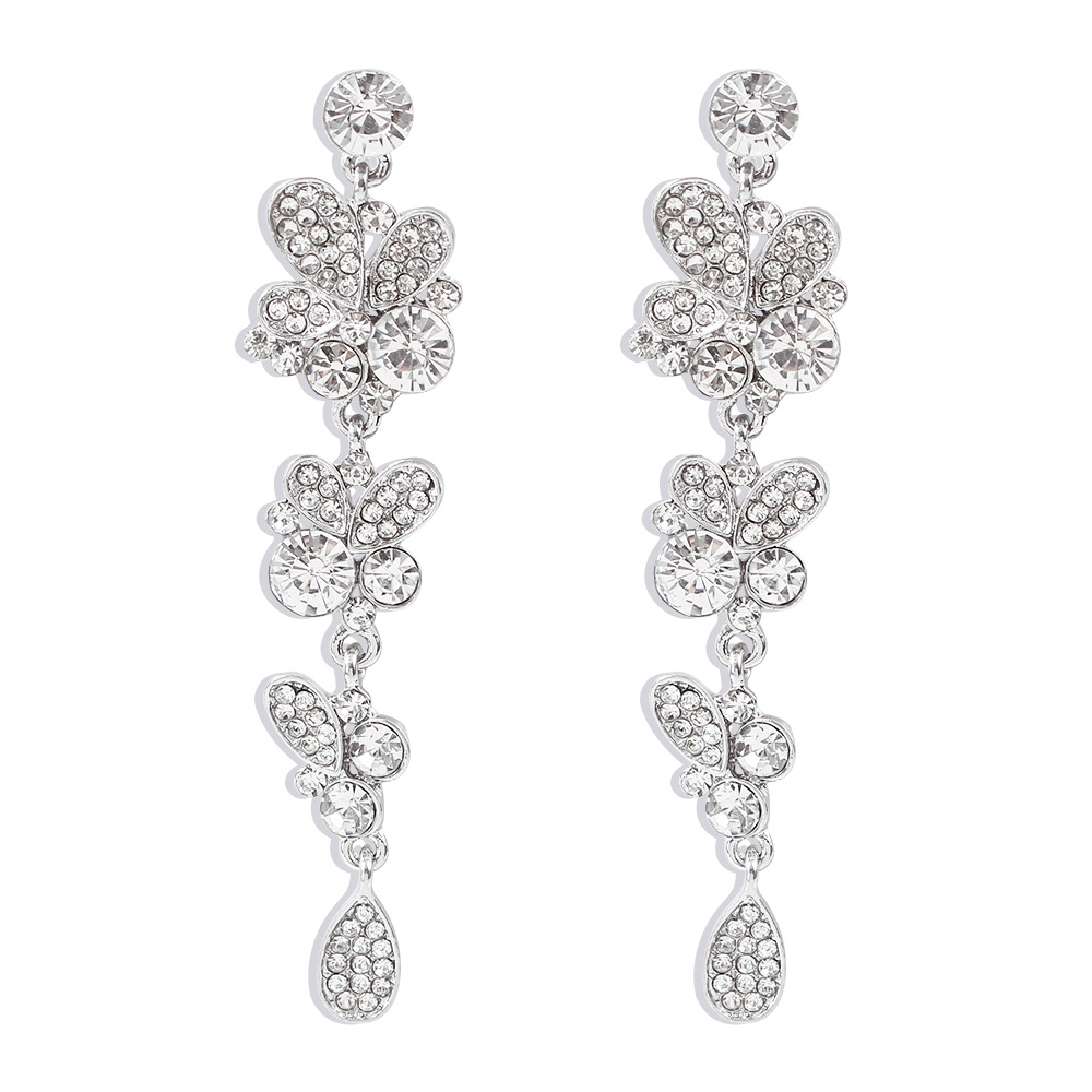 Retro Multi-layer Color Diamond Long Earring display picture 2