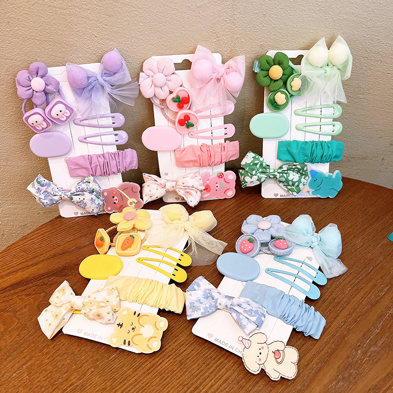 Cute Animal Flower Bow Knot Plastic Pleated Hair Clip Hair Tie 1 Set display picture 1