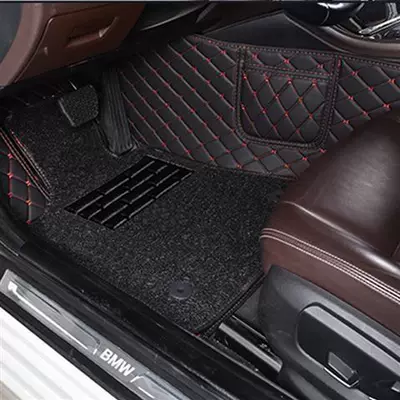 and the rear special floor mat is — Modelə uyğun ayaqaltı - double-layer-main-driving-black-red-leather-black-silk-ring