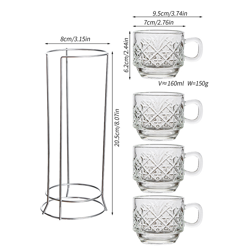 Taza de café americana transfronteriza de alto valor Taza de vidrio Diseño de plato Té de la tarde de sentido avanzado Taza de vidrio con leche condensado