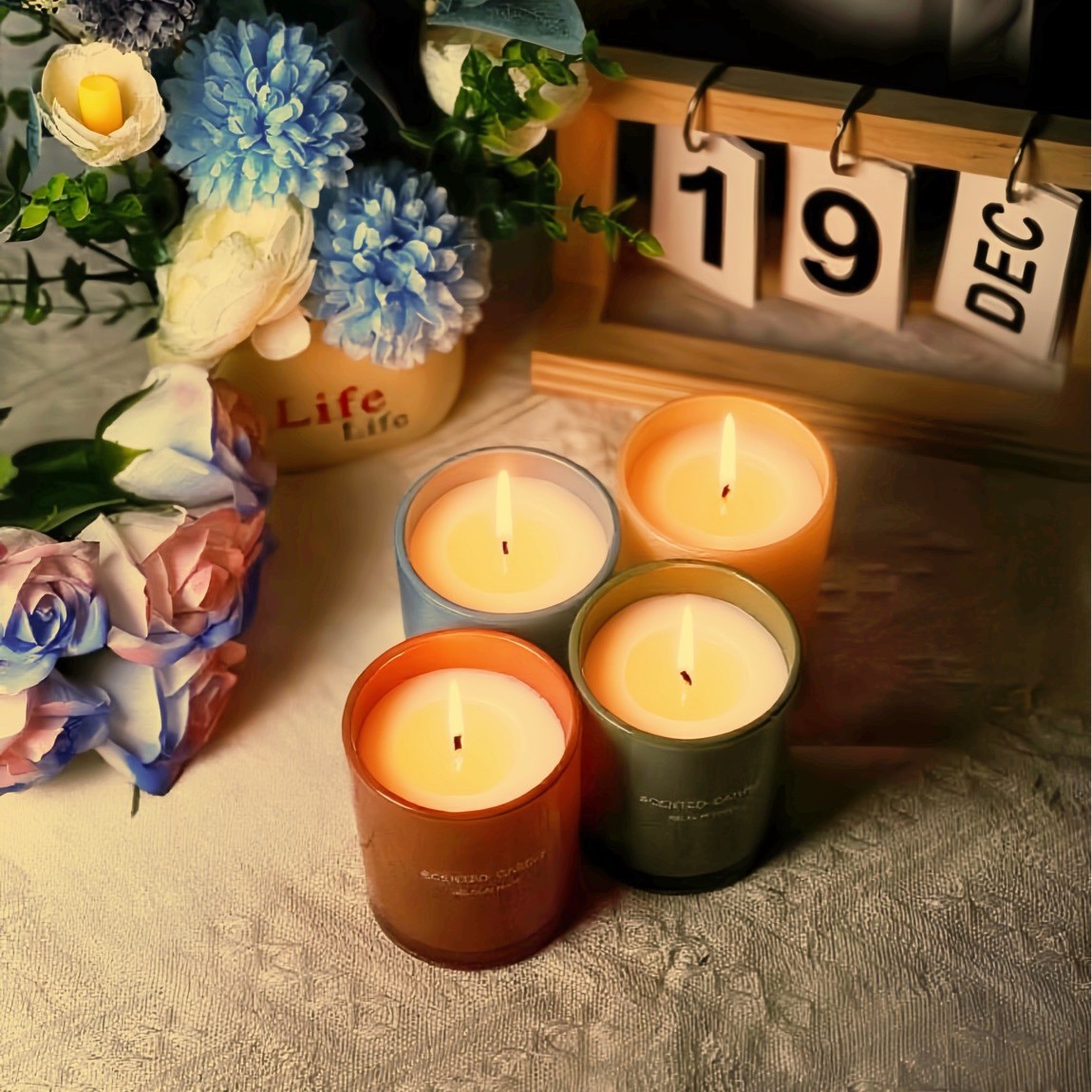 杯蜡新品香薰蜡烛室内香氛精油持久熏香手工大豆礼盒装饰摆件清新