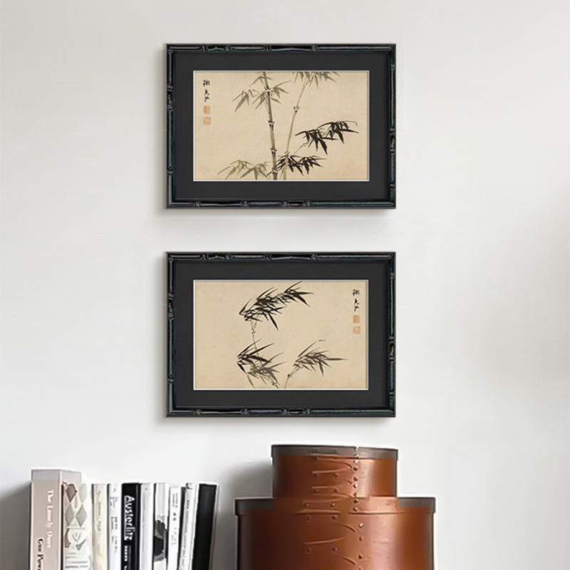 《墨竹幽蘭》法式復古中國風客廳裝飾畫東方禪意新中式臥室書房掛