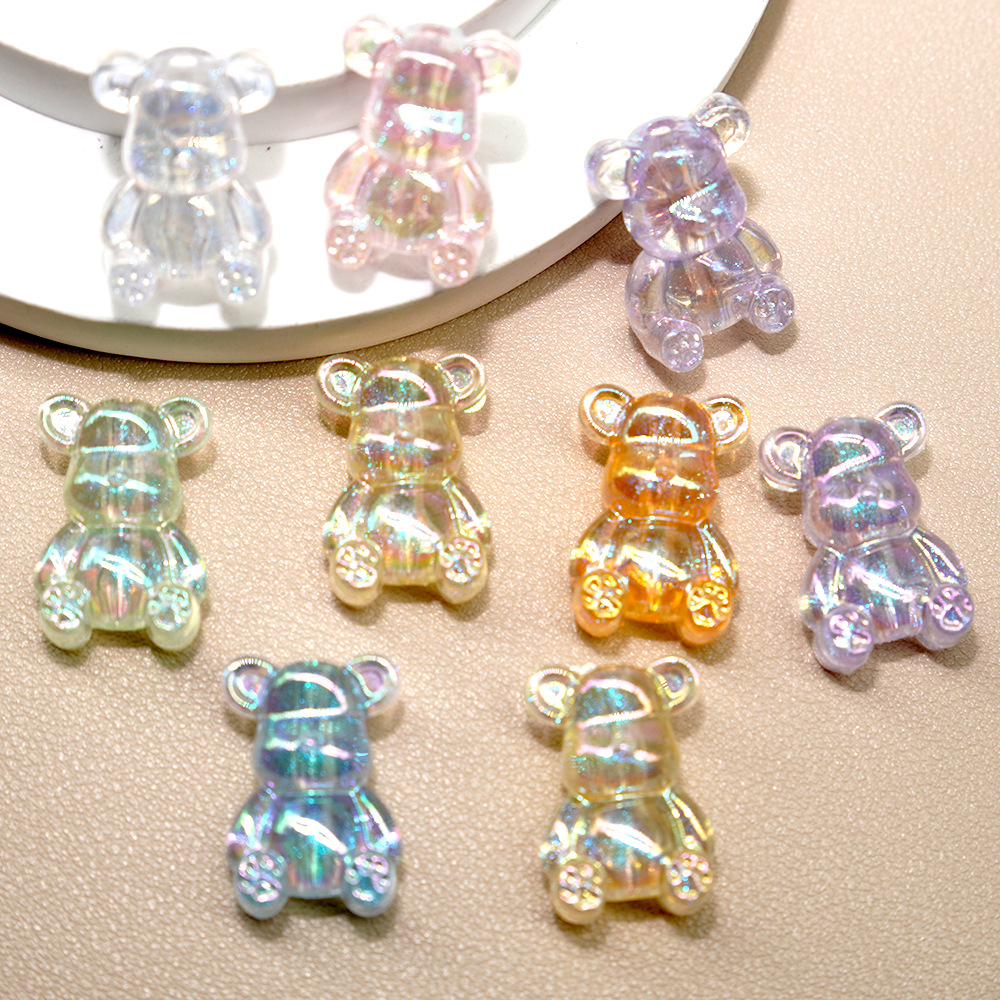 Acrílico transparente color UV agujero vertical doble cara violento osos diy mano cuentas pulsera de cuentas sueltas accesorios