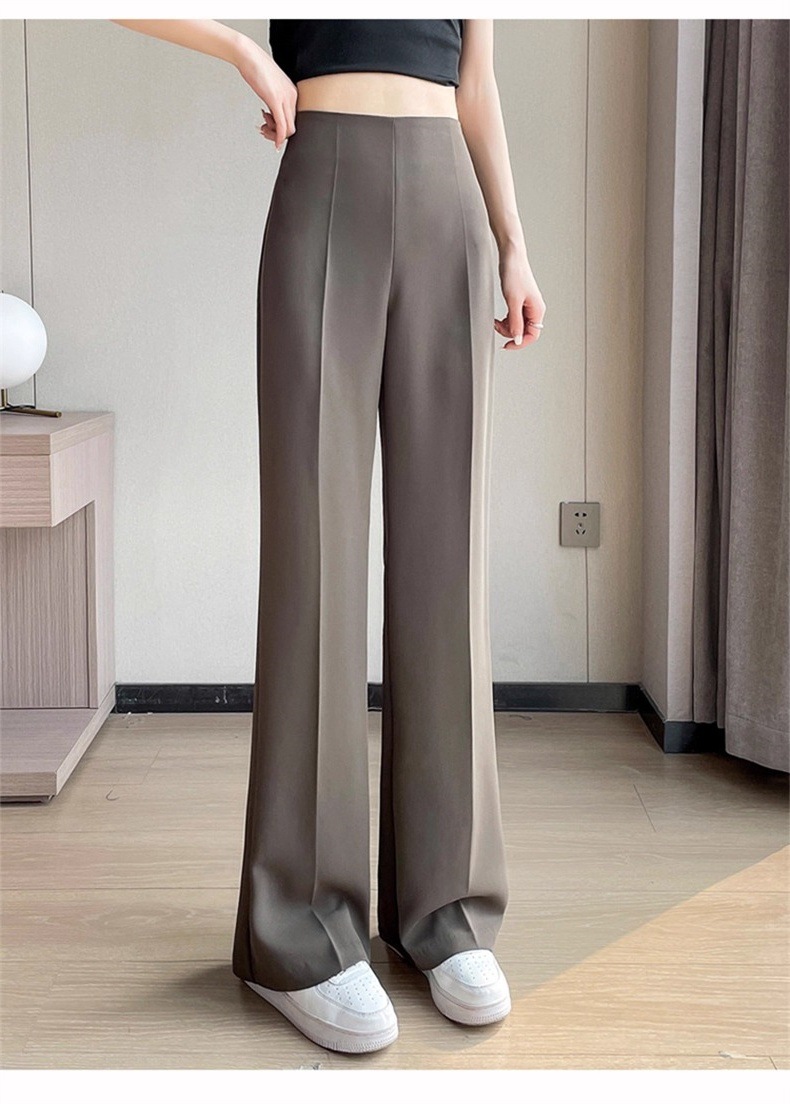 Quần tây nữ cạp cao ống loe vải mỏng mùa hè — Quần dài màu trắng chi tiết 36