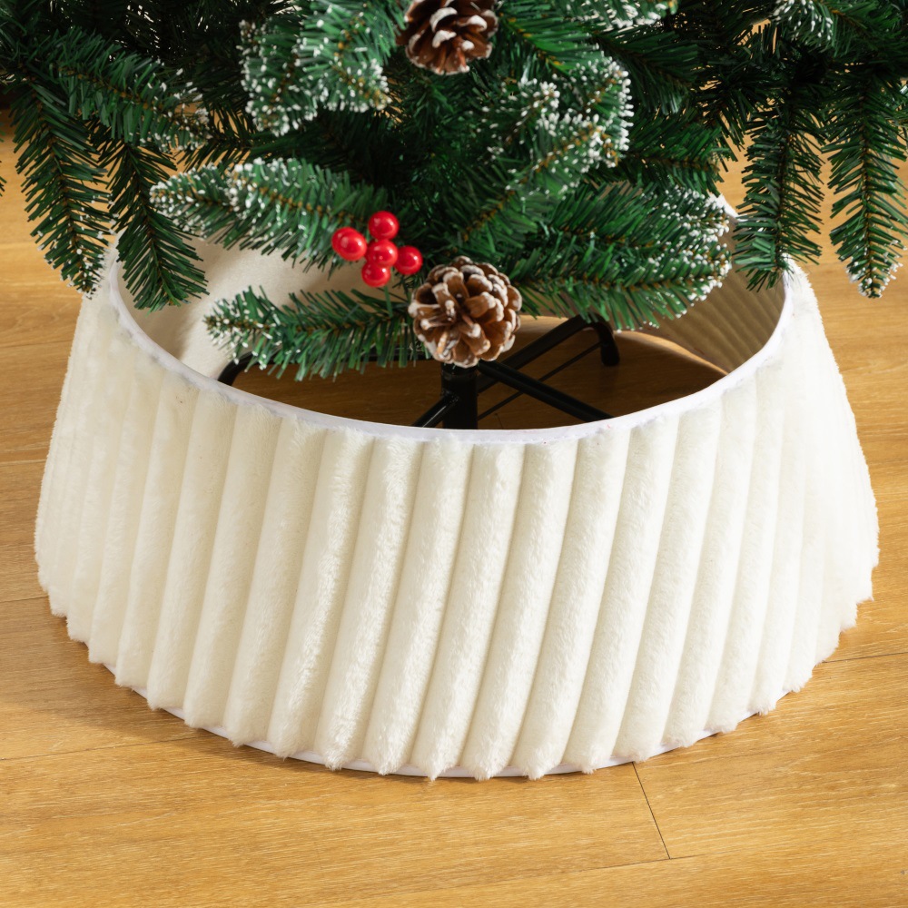Falda de árbol de Navidad transfronteriza de felpa con patrones 3D, adorno para árbol de Navidad, artesanía, decoración para la escena navideña