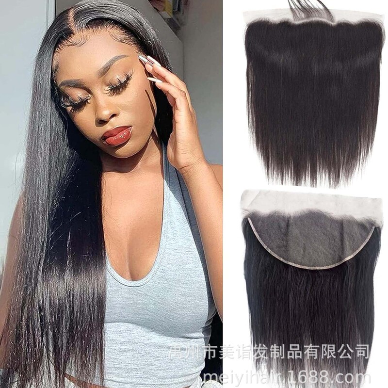 13X6 Lace Frontal Full Hand-Woven Lace Hair Block Smooth Hair Can Be Bleached Cross-Border European and American Natural Color Human Hair
