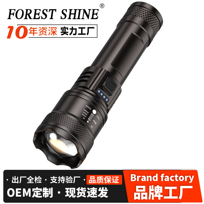 Tiktok caliente Super brillante luz fuerte linterna recargable zoom largo-Tiro Super larga resistencia al aire libre emergencia Luz de largo alcance