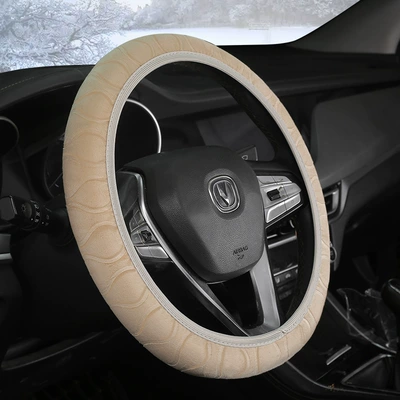 ring winter short plush warm | Steering wheel cover - petal-rice-38cm