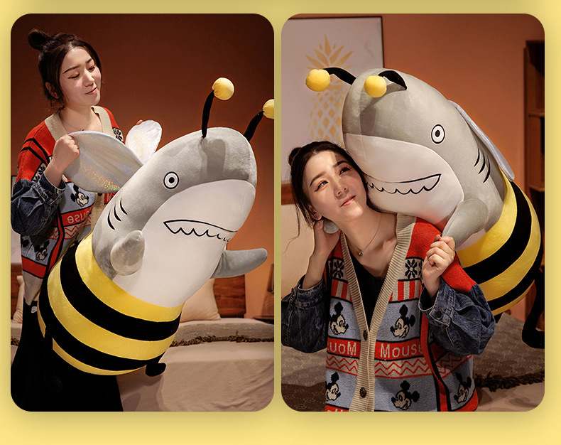 抖音爆款鲨bee抱枕鲨雕毛绒玩具SharkandBee 龟蜜玩偶毛绒抱枕-阿里巴巴