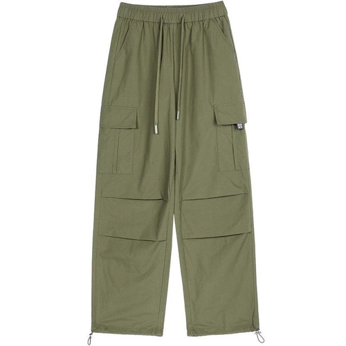 Women's Thin High-Waisted Drawstring Ankle-Hiking Pants in Ice Silk Quick-Dry Work Style, American Harem Sport Pants