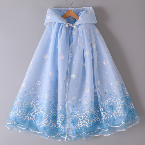 Princess Elsa Child's Cape  Fashion Children's Ice and Snow Net Gauze Cloak Spring and Summer Baby Outdoor Sun Protection Scarf