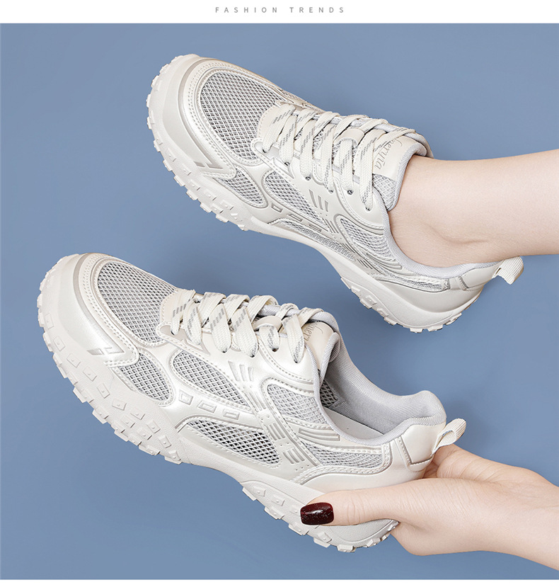 Giày sneaker nữ chunky đế dày mũi tròn lưới thoáng khí mùa hè 2025 — JST 7216m màu (mạng đơn), JST 7211 màu đen (mạng đơn), JST 7233 màu vàng (mạng đơn), JST 7182m màu (mạng đơn) chi tiết 9