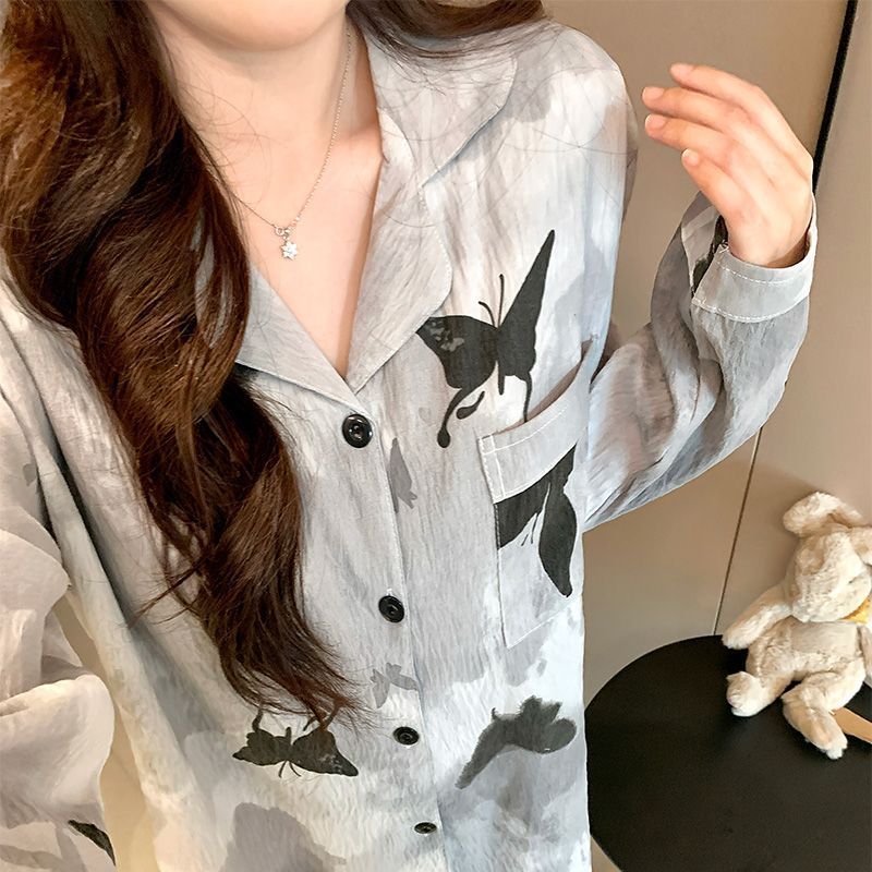 云朵棉睡衣女款春秋季带胸垫一体长袖韩版ins休闲宽松家居服套装|undefined