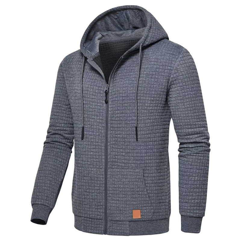 Cross-border European and American men's plaid jacquard sweater long sleeve hoodie warm color hooded sports zipper cardigan jacket Cross-border European and American men's plaid jacquard sweater long sleeve hoodie warm color hooded sports zipper cardigan jacket