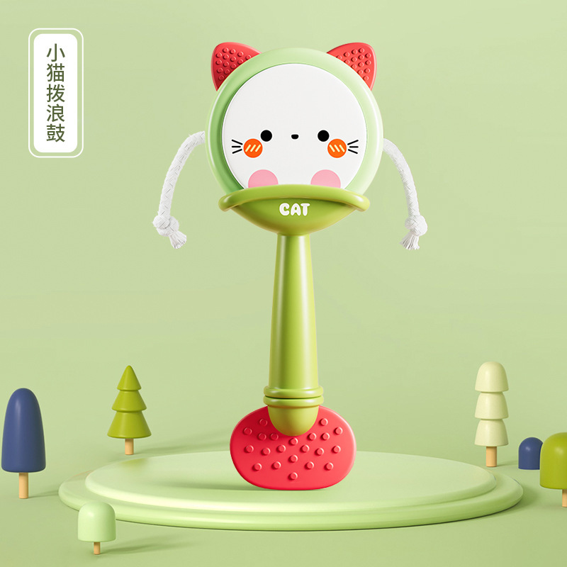 어린이 딸랑이 새끼 고양이 녹색