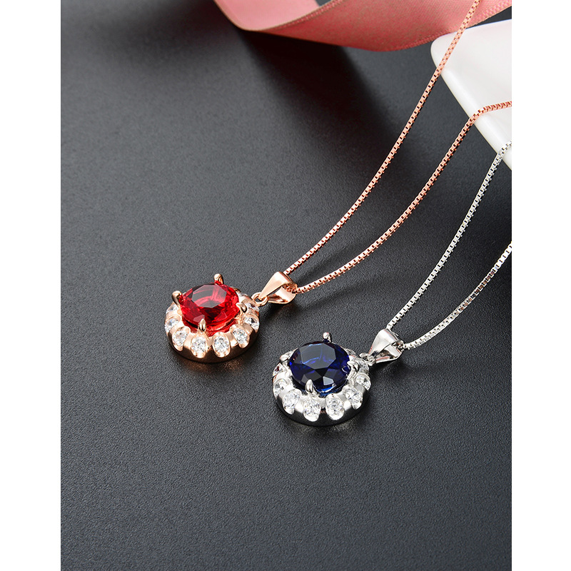 Estilo japonés y coreano de moda dulce elegante clavícula cadena collar s925 plata esterlina personalidad creativa con incrustaciones circón colgante redondo para las mujeres