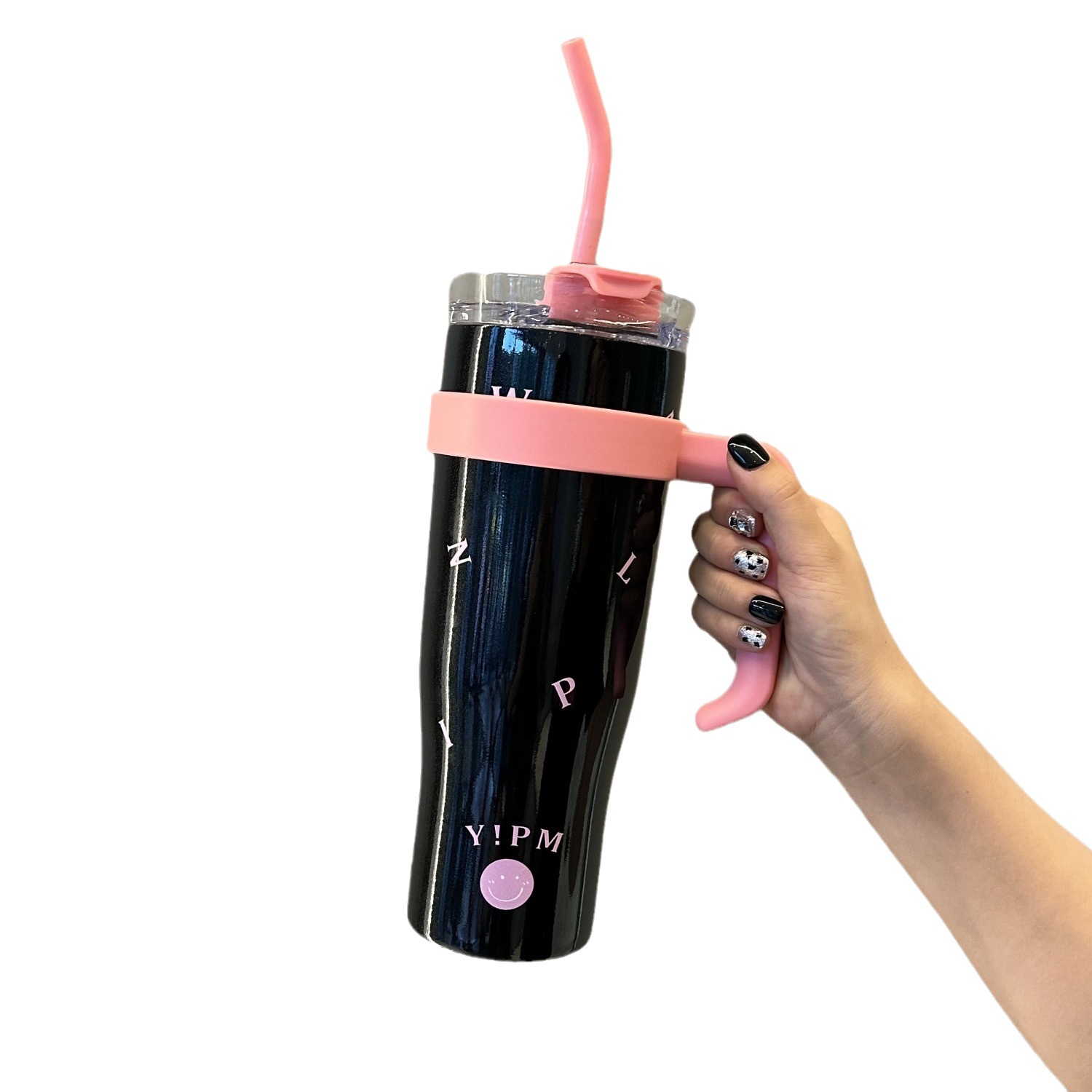 Tiktok mismo alivio tridimensional de acero inoxidable taza de vacío ins nicho ligero de lujo de gran capacidad taza de vacío de paja en stock