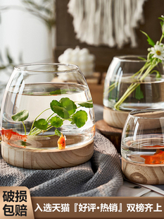 New Glass Fish Tank Small Wooden Tank Desktop Living Room Ecological Green Plant Landscaping Office Workstation Fish Tank