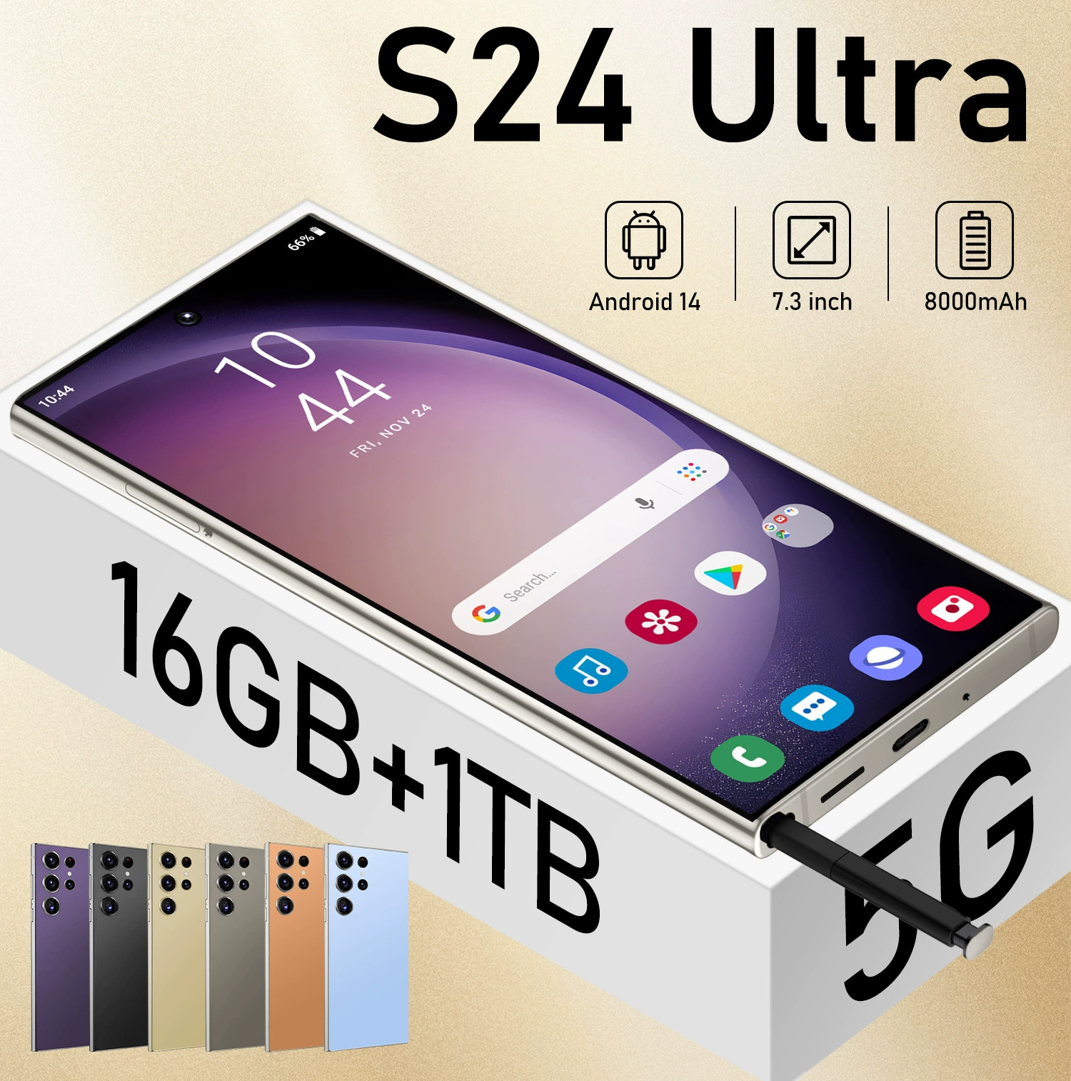 andtwo S24 Ultra Cross-border 4G Android 11, 7,3-дюймовый экран, 13 МП задняя камера, шесть цветов