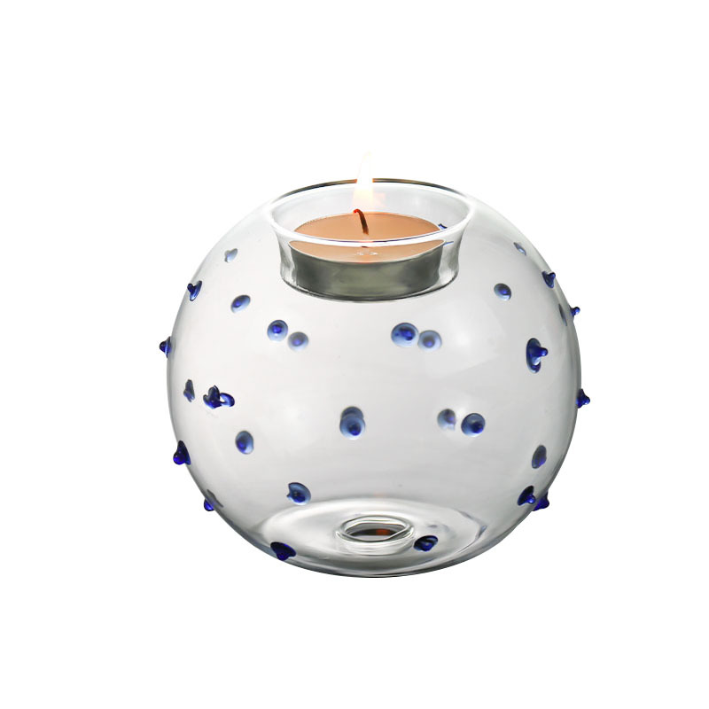 Fabricante candelabro de cristal de estilo europeo romántico Luz de lujo diseño de punto esférico simple decoración de escritorio Vela decorativa