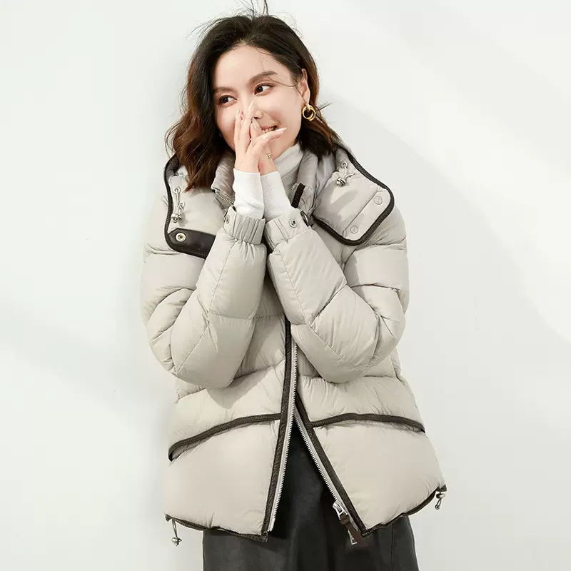 90白鸭绒羽绒服超厚抗寒女设计感2024冬季韩版小个子短款东北外套