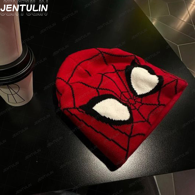 Cross-Border New Anime Spider Web Venom Knit Hat, Same Style as Holland Brother's Headgear, Street Style Y2K Wool Hat, Warm