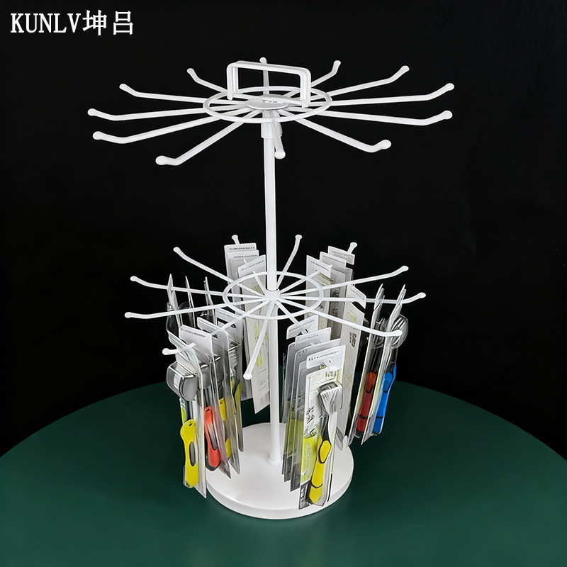 Two-layer iron rotating jewelry rack desktop storage rack lipstick necklace bracelet display rack keychain lipstick rack Two-layer iron rotating jewelry rack desktop storage rack lipstick necklace bracelet display rack keychain lipstick rack