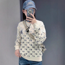 正确版MLB新款潮牌男女情侣款老花渐变满印宽松休闲圆领长袖卫衣