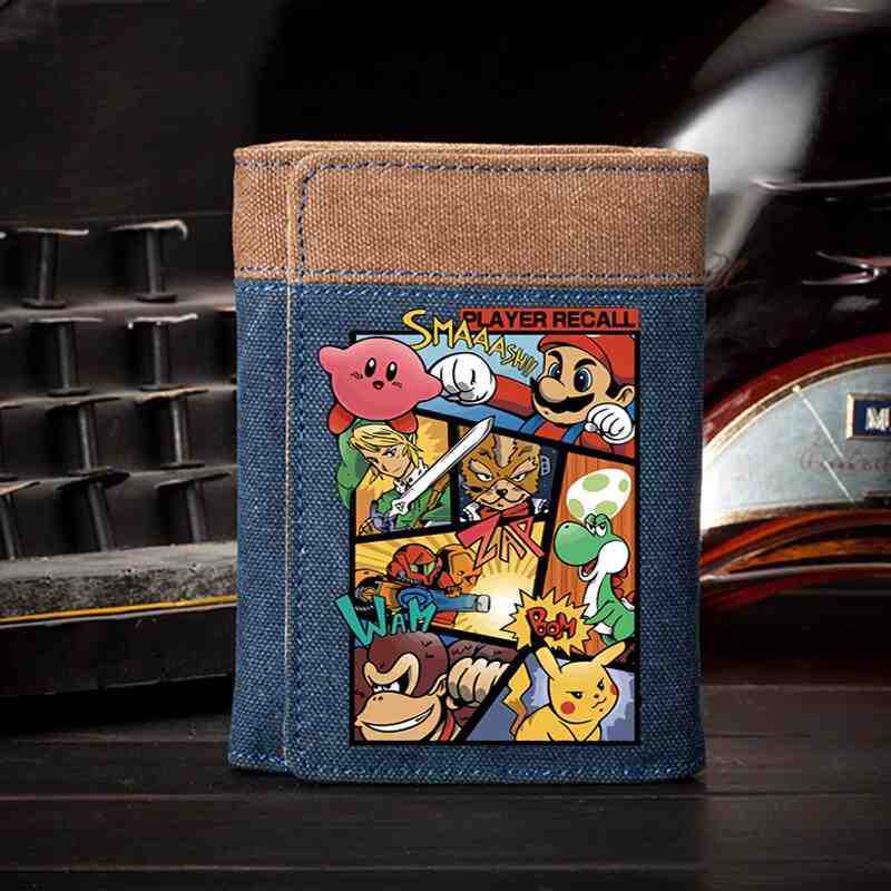 スーパーマリオ財布メンズキャンバス縦型ファッショントレンド学生ティーンエイジャーゲーム漫画アニメーション周辺カードホルダー|undefined