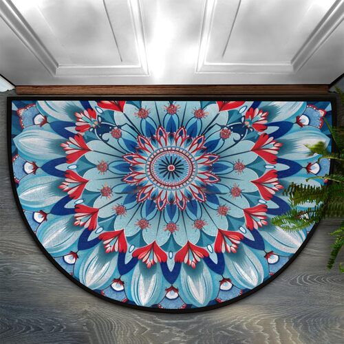 Cross-border Bohemian Half-Circle Crystal Velvet Doormat—Easy-to-Care-For Decorative Floor Mat for Entryway and Doorway, Non-Slip