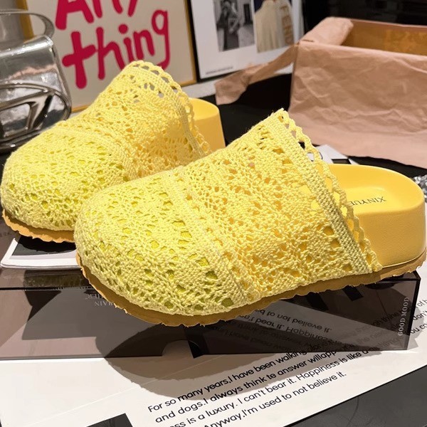 Boken zapatos verano nuevo estilo encaje crochet estilo literario plataforma plataforma sandalias Baotou ropa exterior zapatillas retro mujeres