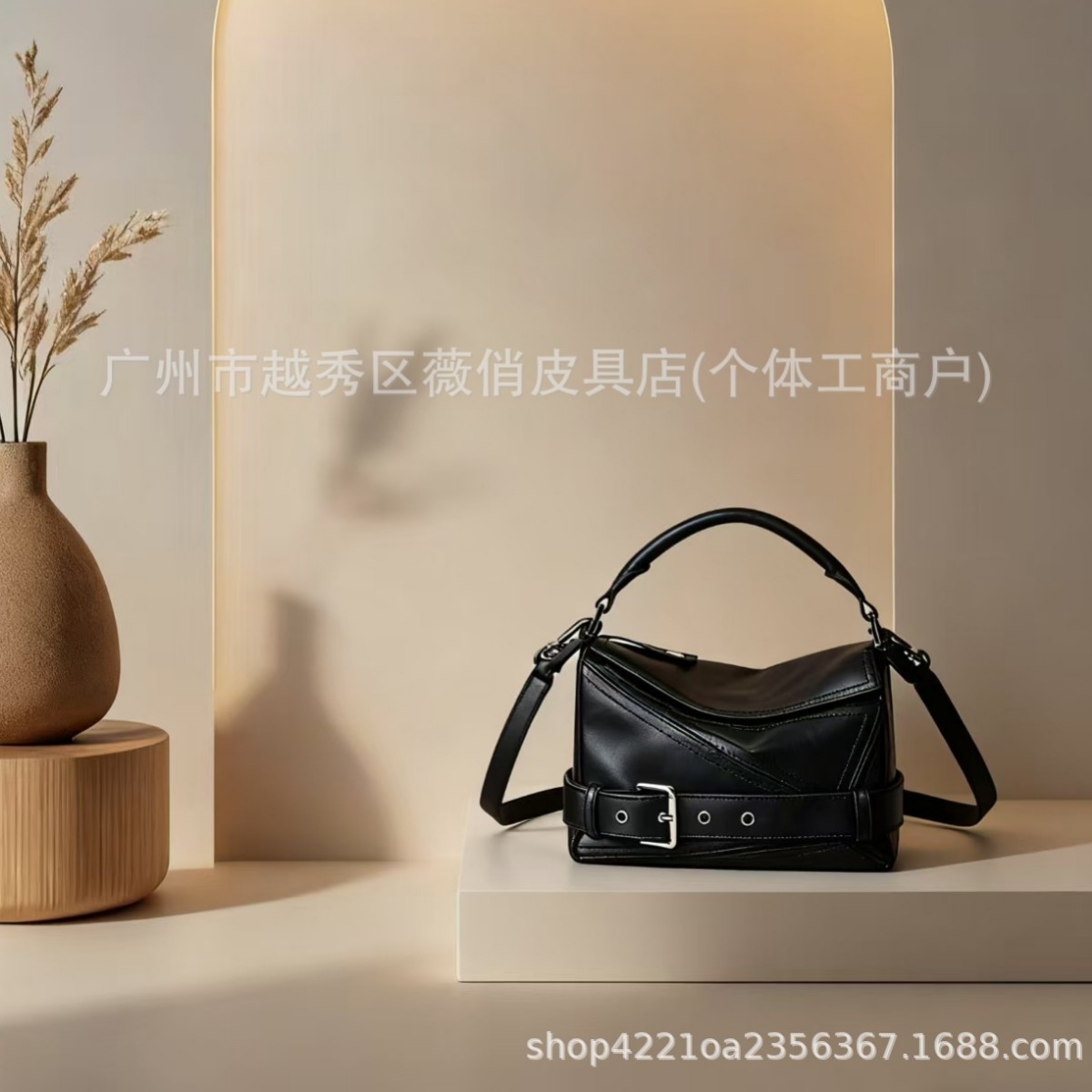2025 Autumn Top Grain Cowhide Puzzle Geometric Motorcycle Bag Genuine Leather Women's Large Capacity Crossbody Handbag - Thumbnail 4