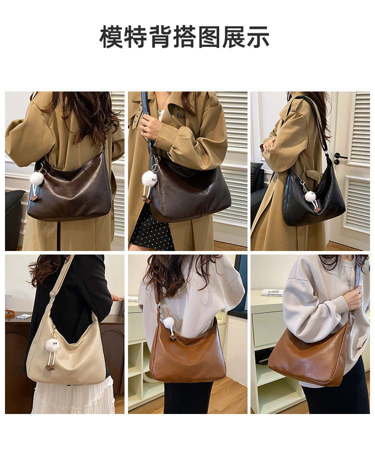 Simple and large-capacity bag for women, 2024 new style, fashionable and versatile casual single-shoulder bag, student commuting crossbody tote bag undefined