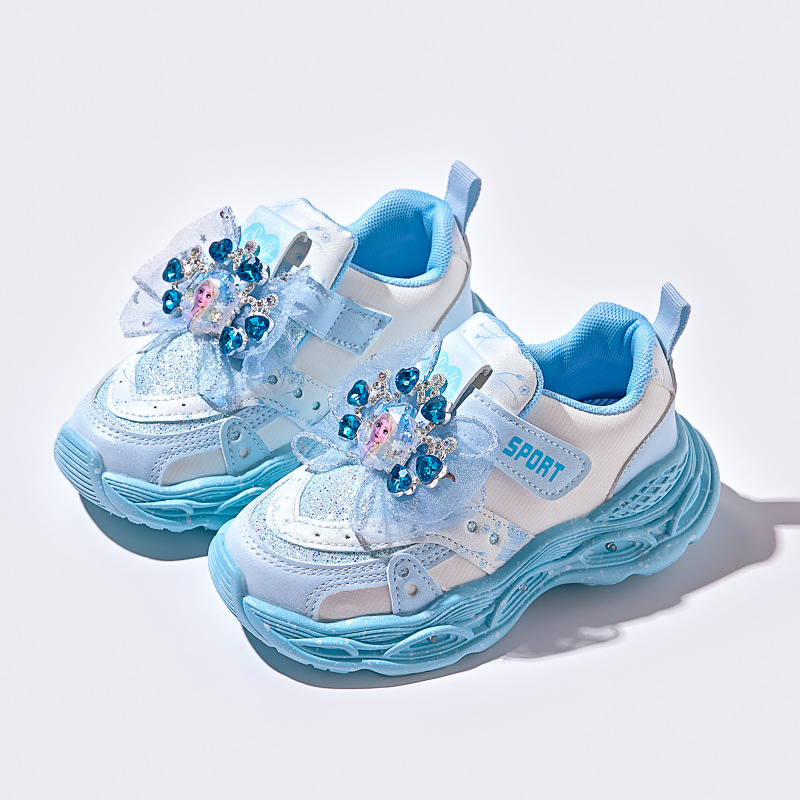 Girls Princess Sports Shoes Girls Dad Shoes Light up Running Shoes 2025 Autumn Cartoon Velcro Children's Shoes