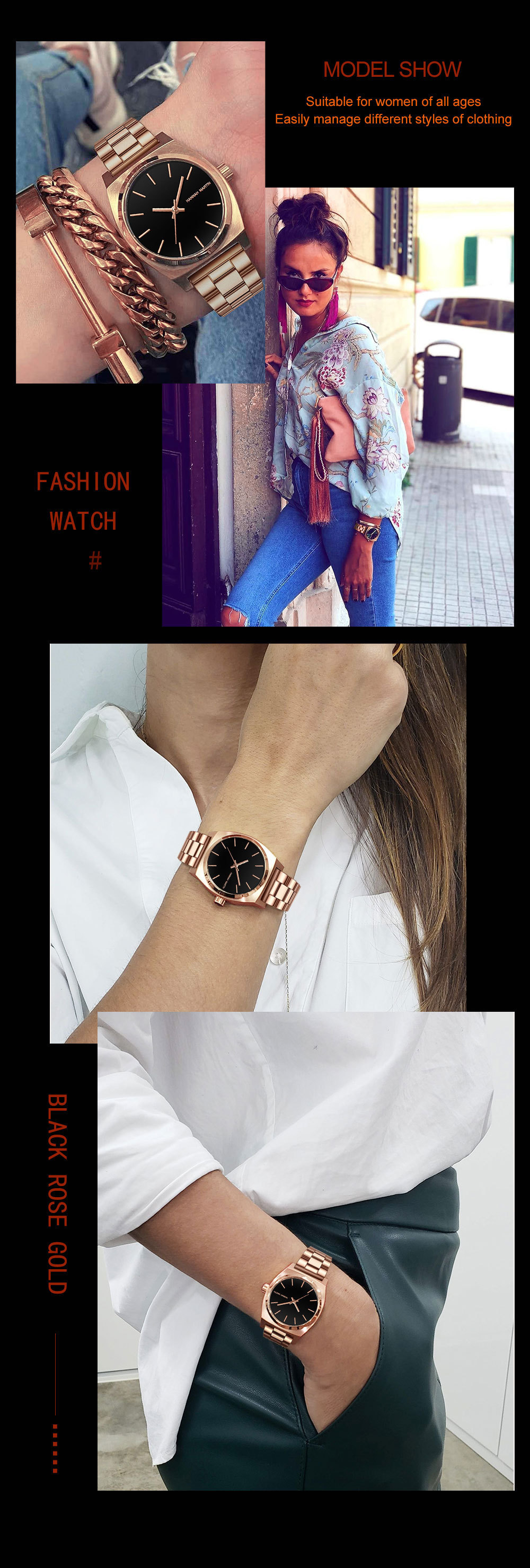 Movement Waterproof Watch With Steel Strap Women's Casual Butterfly Clasp Quartz Watch_voghion.com