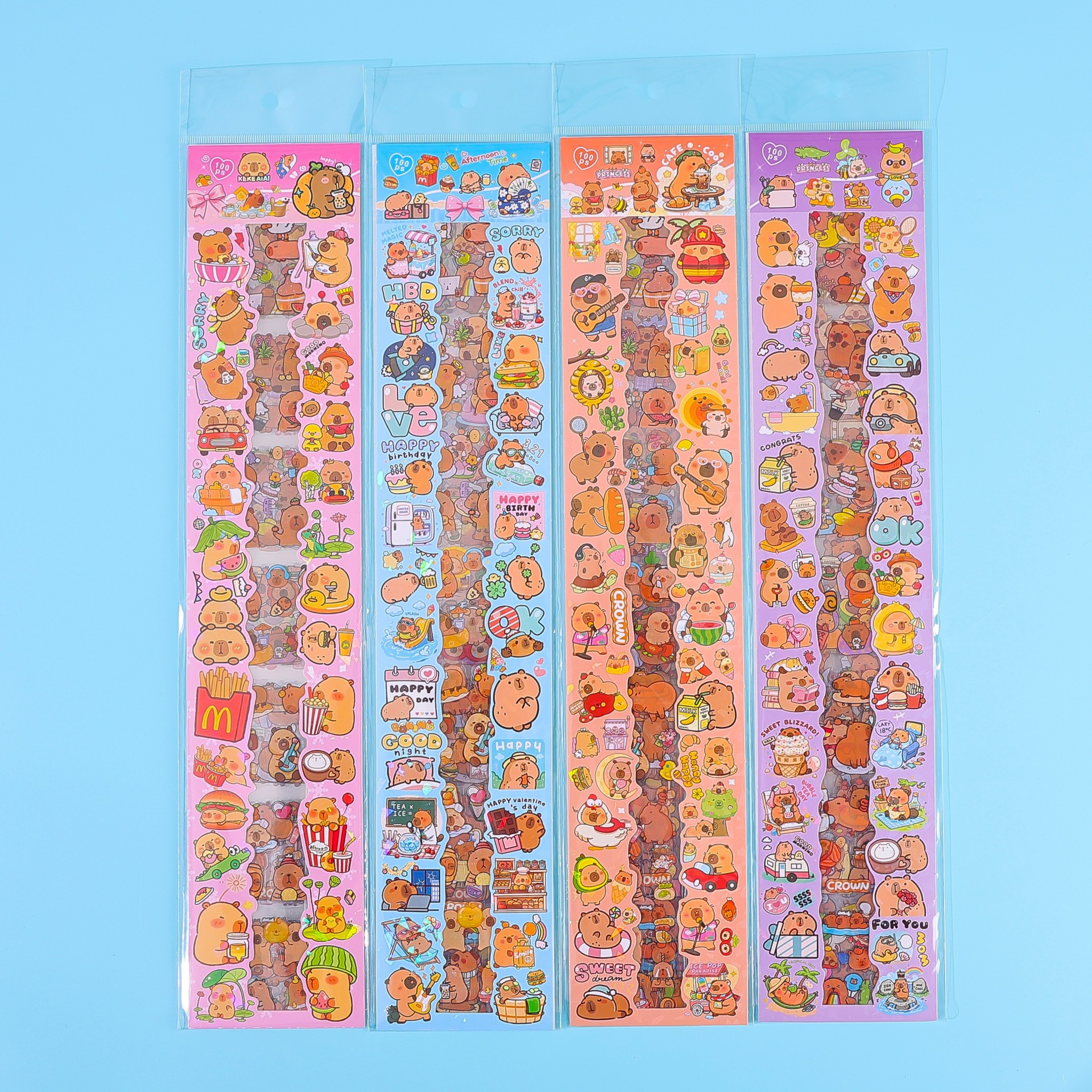 Nuevo 98 pegatinas de tira dibujos animados lindos niños niñas pegatinas sin cortar pegatinas de material de decoración