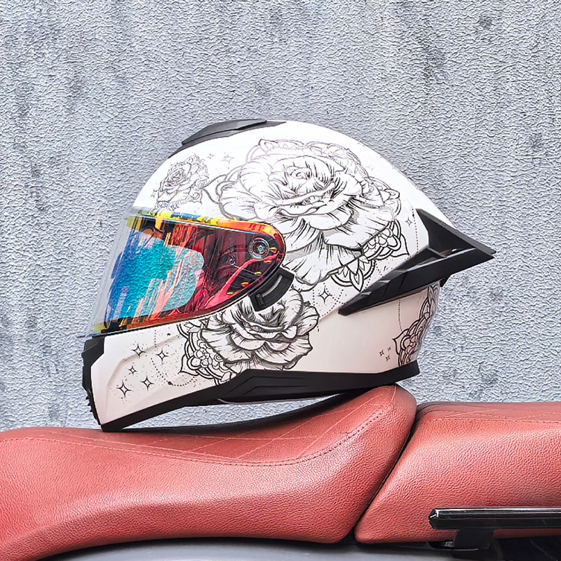 Casco integral transfronterizo DOT de la versión mejorada de LVS con doble lente para hombres, casco de seguridad universal para todas las estaciones para motociclistas femeninas, casco de motocicleta con doble lente.