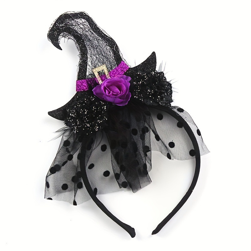 ハロウィン魔女メッシュヘッドバンドフェスティバル小道具ダンスパーティーヘッドドレスコスパーティーグッズパフォーマンス装飾小道具|undefined