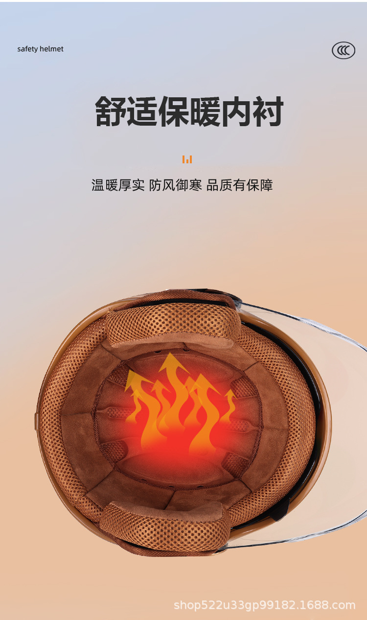 Jiarui Motorcycle Half Helmet for Men and Women, Harley Helmet, Double Mirror, All-Season Warm Retro Style Safety Helmet
