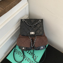 小香风高级感双口袋背包女士菱格链条时尚双肩包包轻奢休闲单肩包