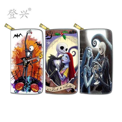 新款骷髅头PU长款拉链钱包 1504动漫杰克钱夹印花来图D制源头厂家|ms