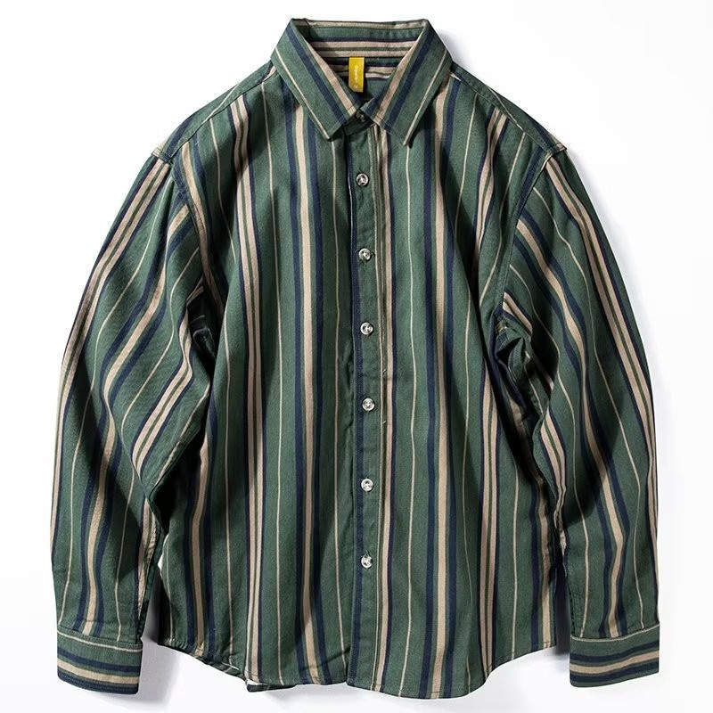 2026 Retro Trendy Striped Shirt for Men, Spring and Autumn Hong Kong Style Casual Long-Sleeve Shirt, Stylish One-Piece Dropshipping 2026 Retro Trendy Striped Shirt for Men, Spring and Autumn Hong Kong Style Casual Long-Sleeve Shirt, Stylish One-Piece Dropshipping