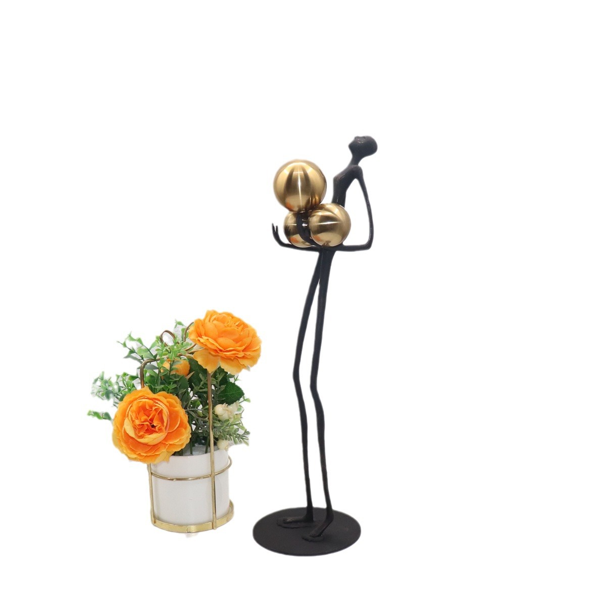 Luz moderna modelo de lujo sala de estar decoración suave bola personaje escultura decoración Hotel sala de exposiciones decoración de Arte de metal