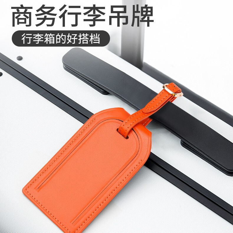 Cowhide Luggage Tag Manufacturer with Gold-Stamped Logo, Apple Airtag Identification Tag, Travel Suitcase Accessory, Plain Leather Hang Tag