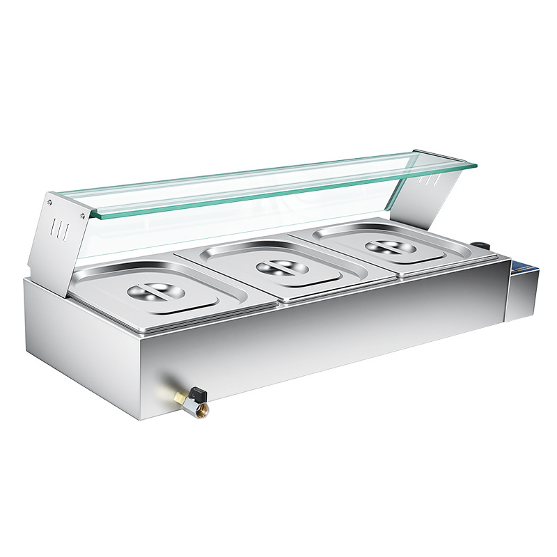Mingshangyang piscina comercial de sopa térmica eléctrica con deflector, Mesa de comida rápida de acero inoxidable, Mesa de comida caliente, Mesa de comida