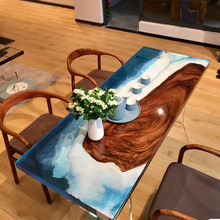 環氧樹脂河流大板桌原木茶桌1米8胡桃木茶台海浪桌面茶幾簡約桌子