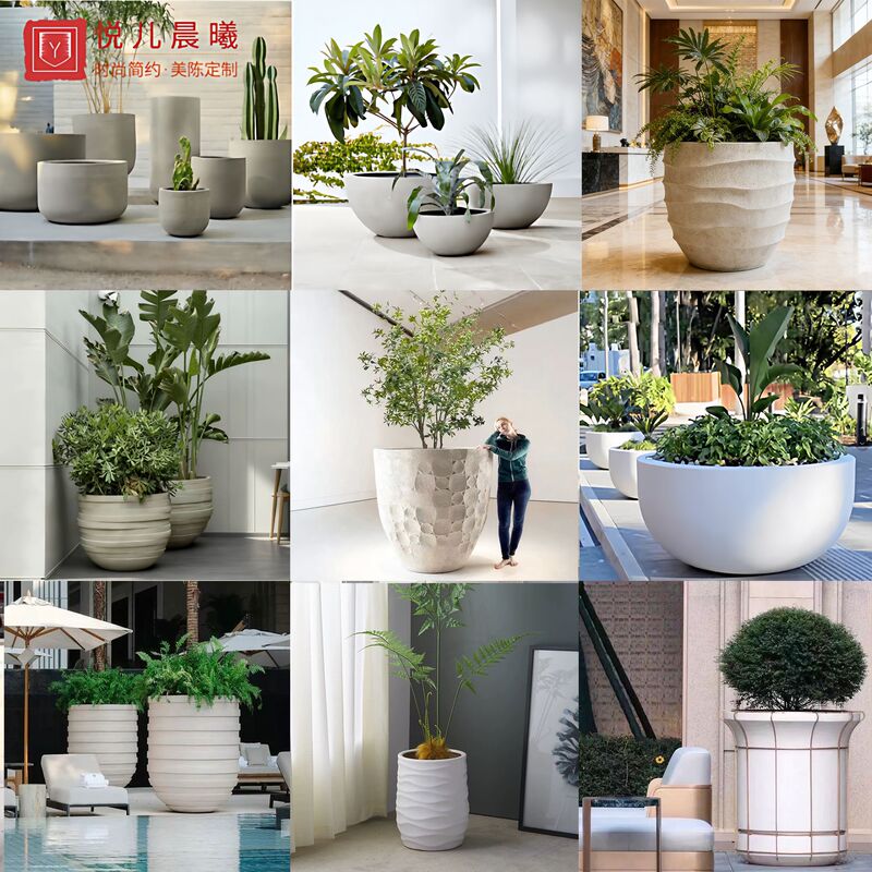 Fiberglass Flower Pots, Floor-Standing Flower Vases for Shopping Malls, Outdoor Garden Landscape Flower Beds, Flower Boxes, Flower Pots, Floor-Standing Style