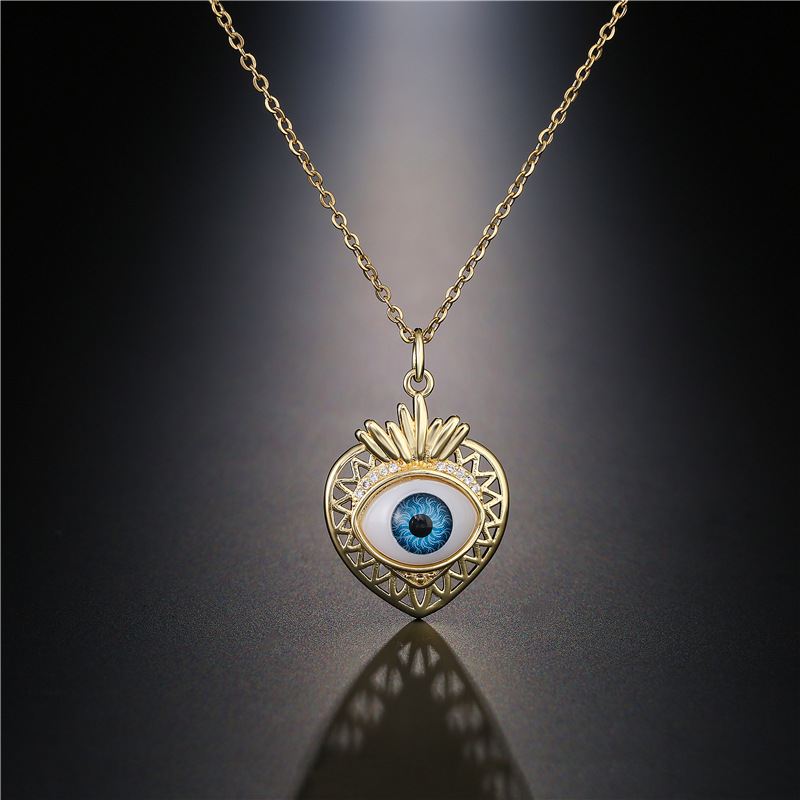 Aogu Cross-Border Supply Hot Sale in Europe and America Fruit Shape Blue Eyes Pendant Necklace Real 