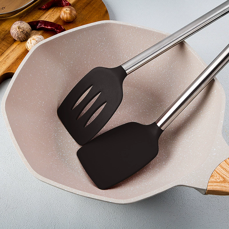 Silicone kitchenware, handle stainless steel, spoon, set
