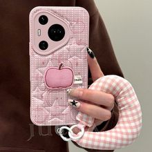 适用华为pura80pro手机壳新款防摔pura70高端手机壳格纹线条苹果